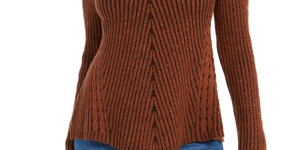 Style & Co Women's Textured Speckle Long Sleeve Jewel Neck T-Shirt Sweater Size Beige Size Petite S