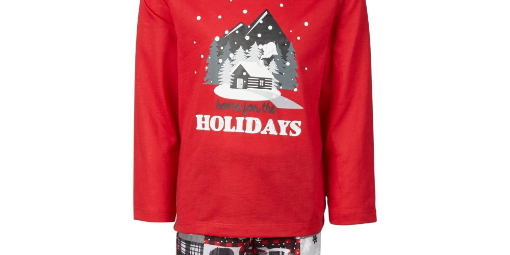 Family Pajamas Women's Matching Kids Cabin Patchwork Set Gray Size 2T/3T