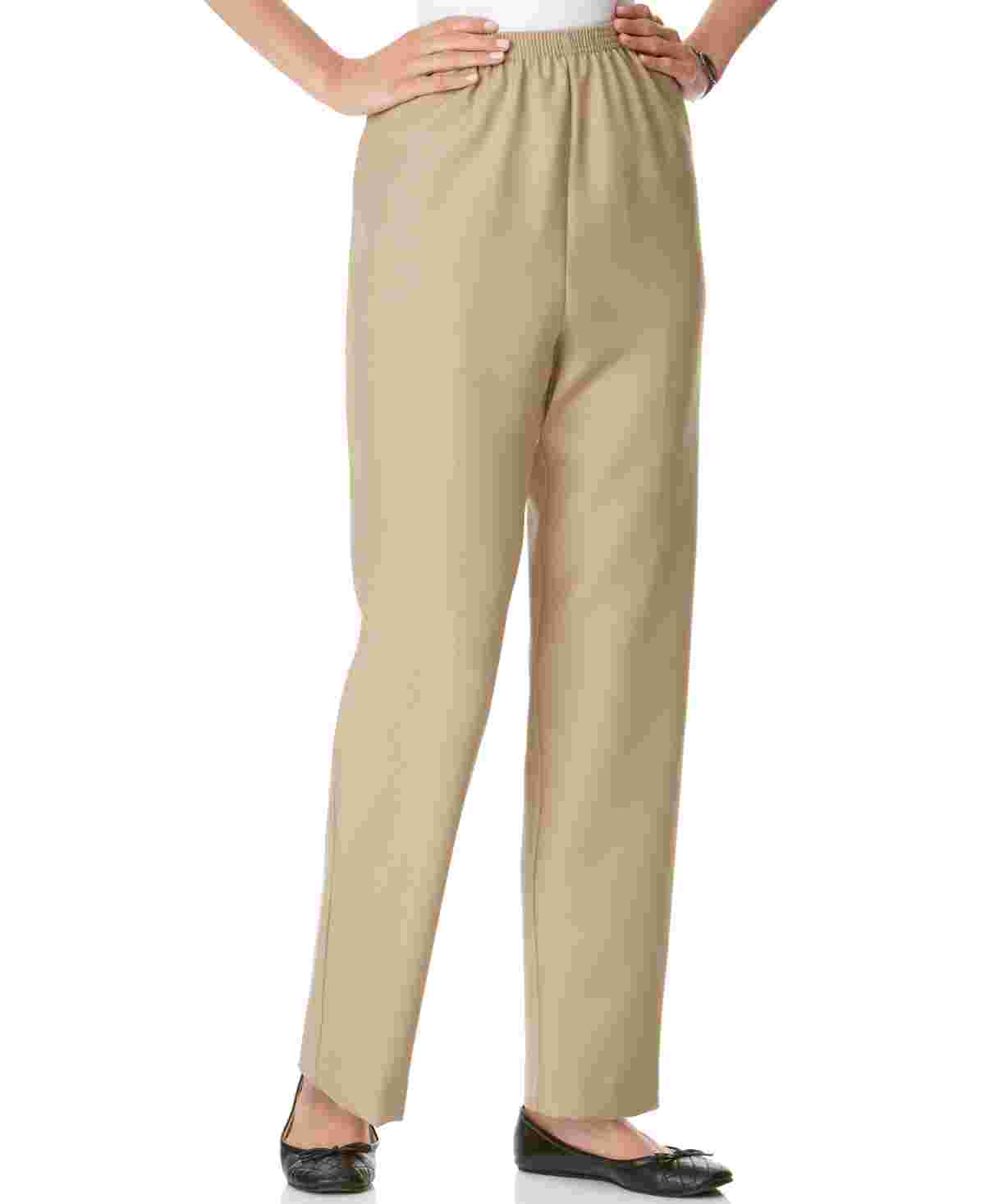 Alfred Dunner Women's Classics Pull-On Straight Leg Pants Brown Size 8-P