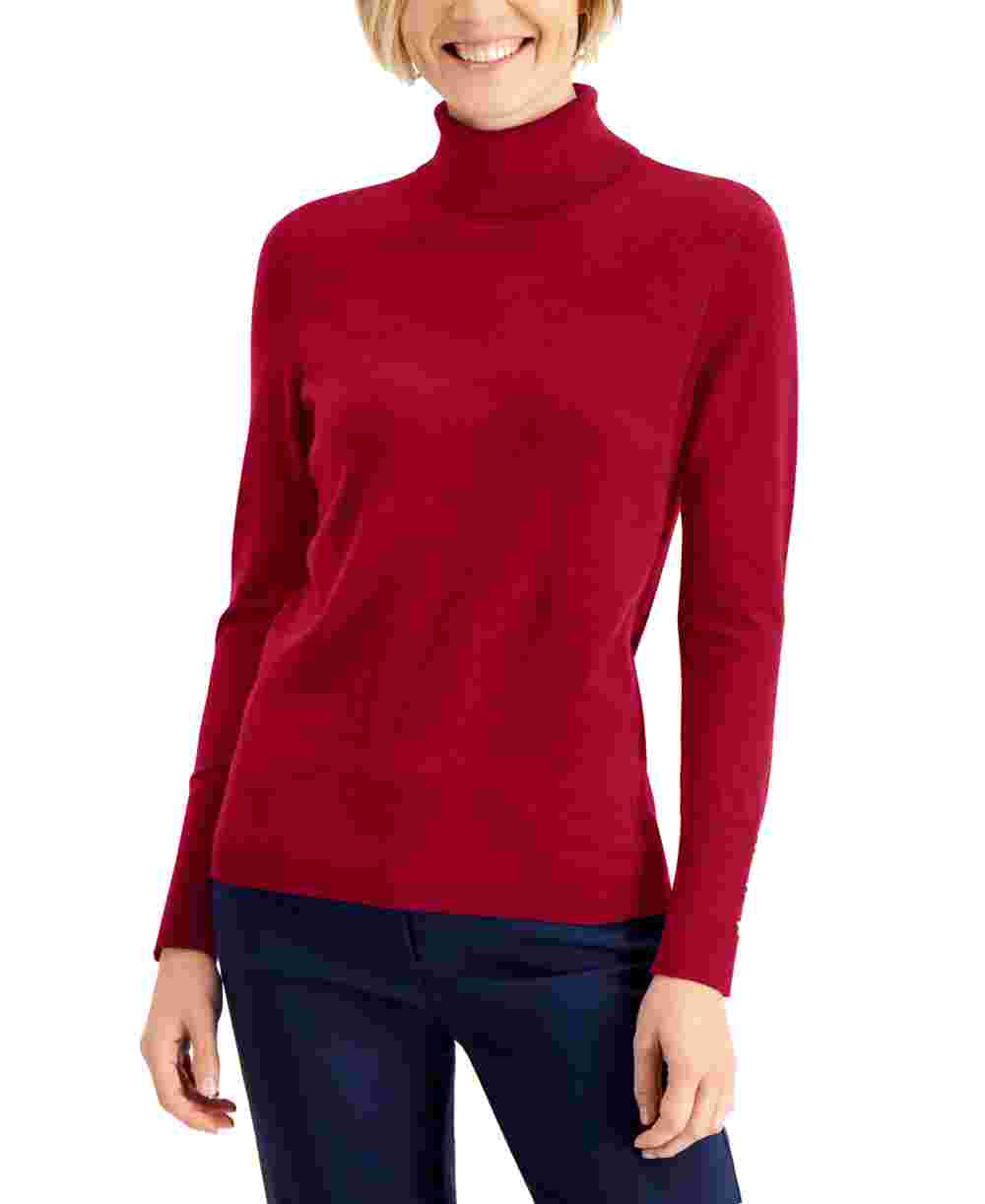 JM Collection Women's Turtleneck Sweater Red Size Large