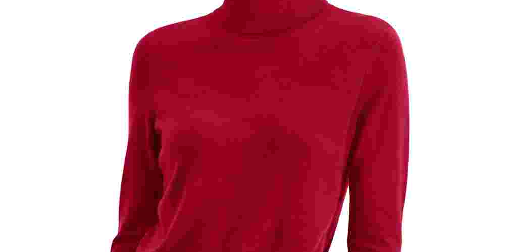 JM Collection Women's Turtleneck Sweater Red Size Large
