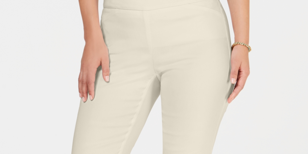 Charter Club Women's Cambridge Skinny Pull On Tummy Control Pants Tan Size 16 S