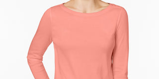 Charter Club Women's Pima Cotton Button-Shoulder Top Orange Size Petite Small