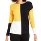 Alfani Women's Drop Shoulder Colorblocked Top Yellow Size Petite Medium