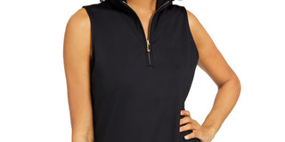 Charter Club Women's Sleeveless Mock Neck Top Black Size X-Large