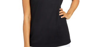 Charter Club Women's Sleeveless Mock Neck Top Black Size X-Large