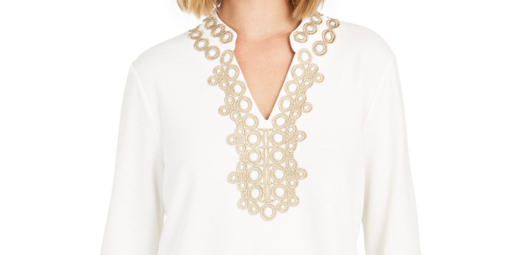 Charter Club Women's Lace Trim Tunic Top White Size XX-Large