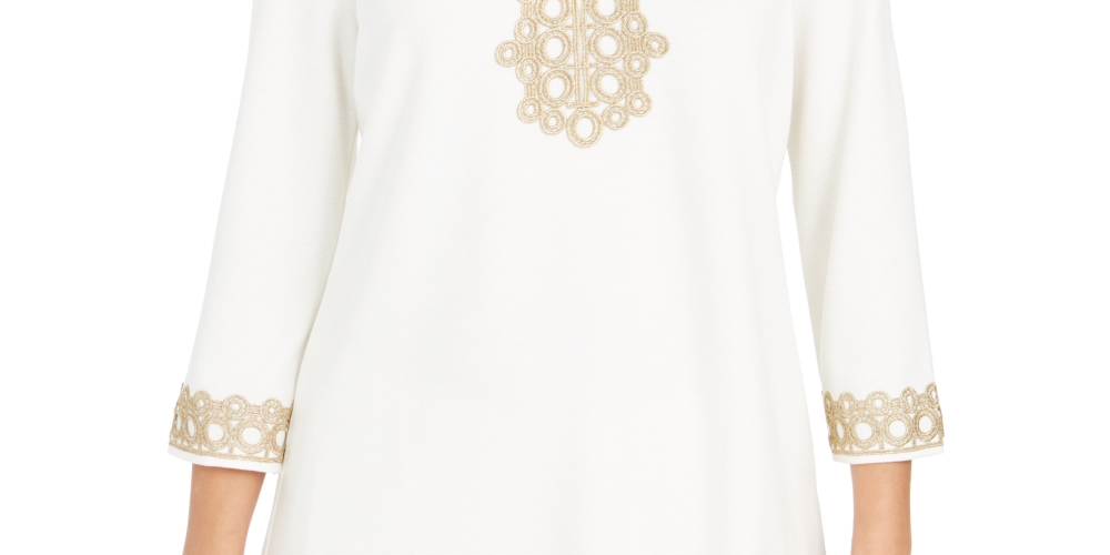 Charter Club Women's Lace Trim Tunic Top White Size XX-Large