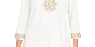 Charter Club Women's Lace Trim Tunic Top White Size XX-Large