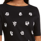 Karen Scott Women's Printed Scalloped Cotton Top Black Size X-Small
