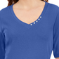 Karen Scott Women's Button Detail V Neck Top Blue Size Medium
