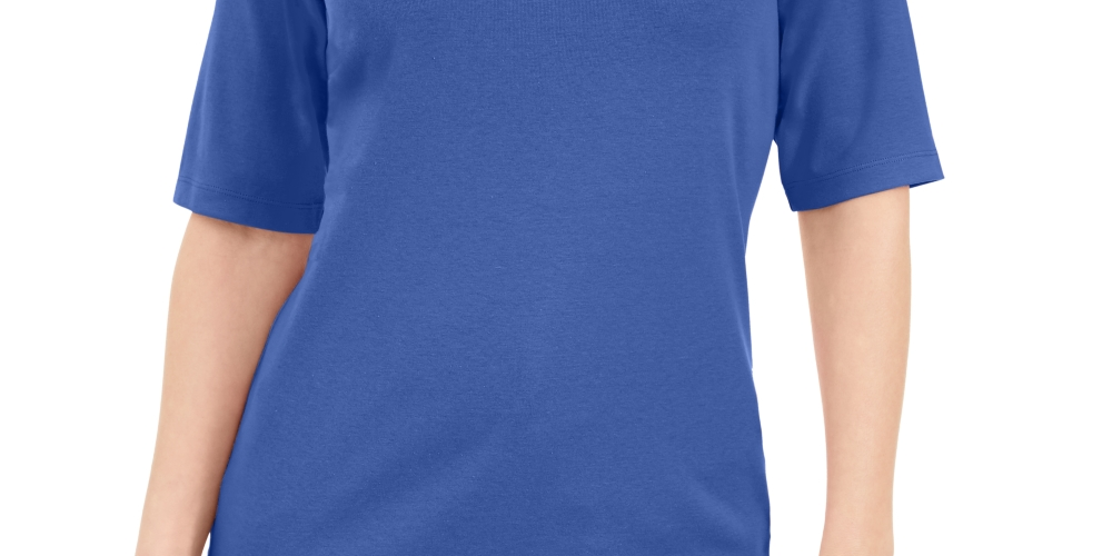 Karen Scott Women's Button Detail V Neck Top Blue Size Medium