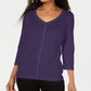 Karen Scott Women's V Neck Studded Top Purple Size XL