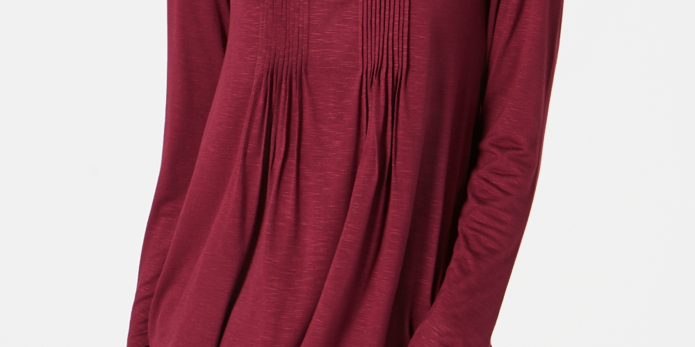 Style & Co Women's Pintuck Top Red Size Petite Large