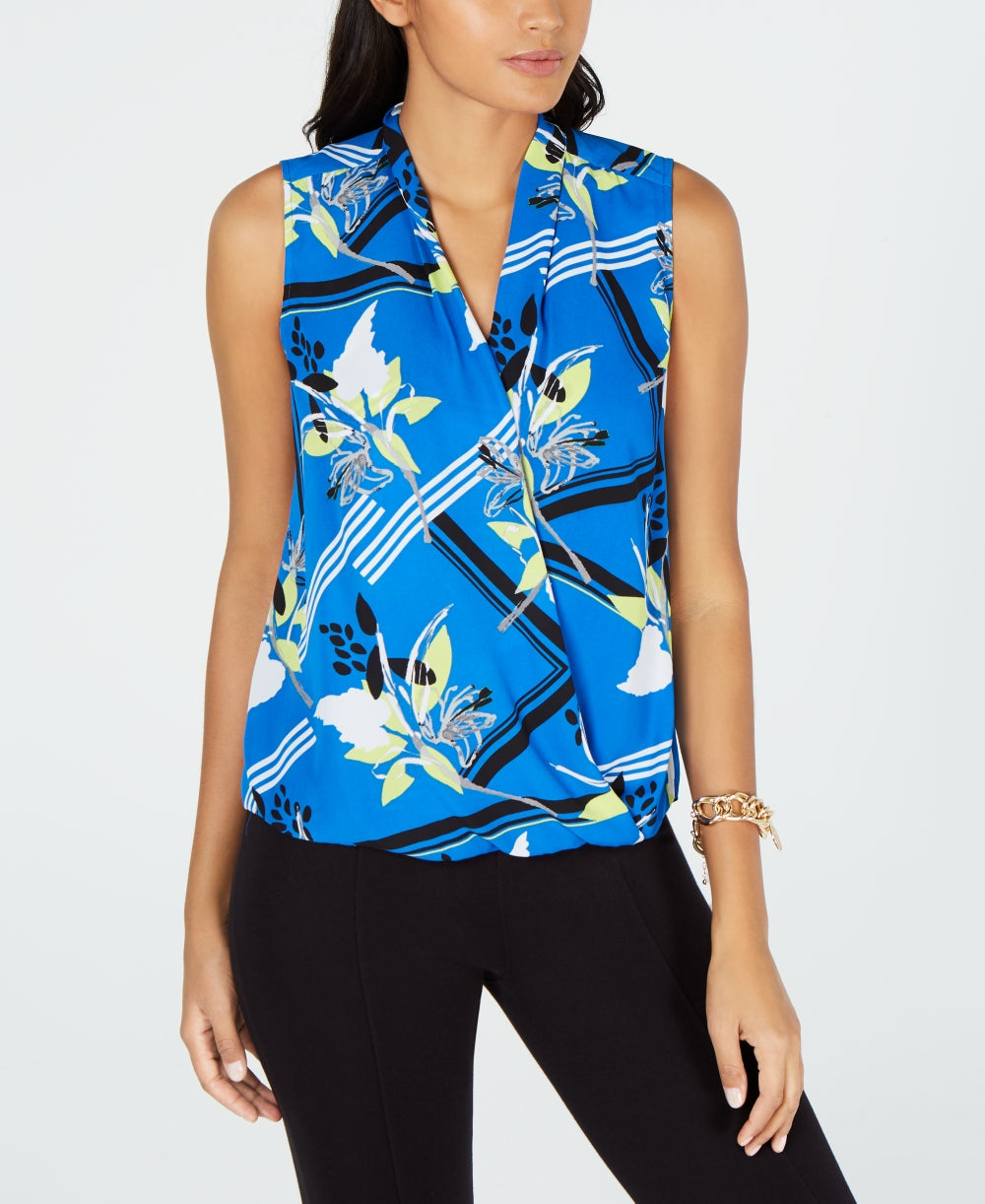 Alfani Women's Ombre Surplice Top Blue Size Petite XL