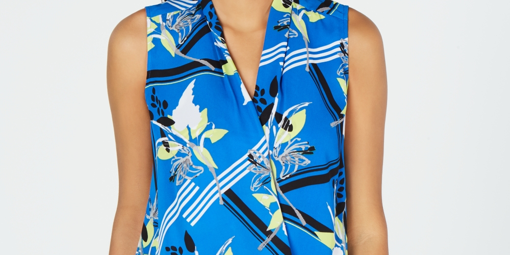 Alfani Women's Ombre Surplice Top Blue Size Petite XL