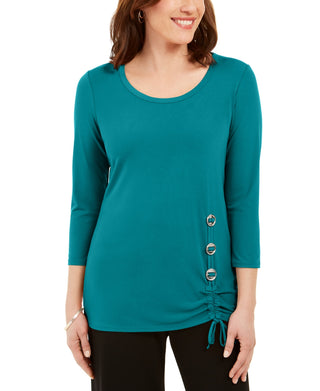 JM Collection Women's Hardware Trim Tunic Blue Size X-Small