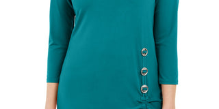 JM Collection Women's Hardware Trim Tunic Blue Size X-Small