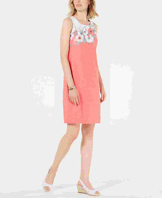 Charter Club Women's Floral Print Shift Dress Pink Size XX-Large