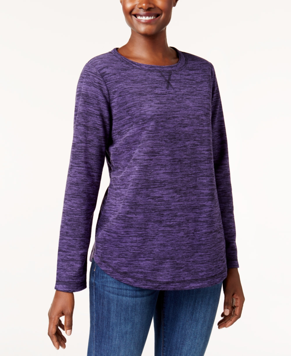 Karen Scott Women's Marled Sweatshirt Purple Size Petite XL