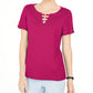 Karen Scott Women's Triple Ring Cutout Top Pink Size Smal