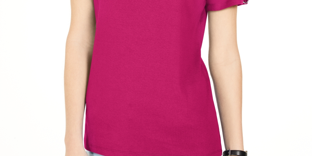 Karen Scott Women's Triple Ring Cutout Top Pink Size Smal