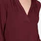Charter Club Women's Pleat Neck 3/4-Sleeve Top Wine Size Petite L