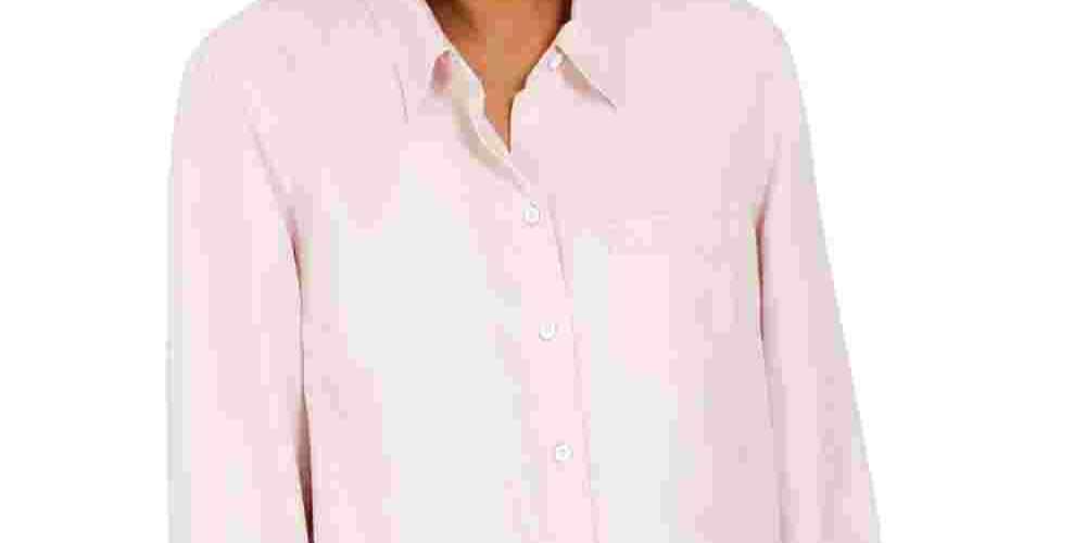 Style & Co Women's One Pocket Shirt Pink Size X-Large