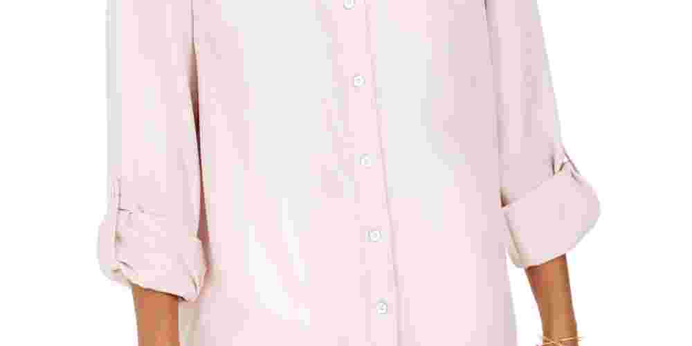 Style & Co Women's One Pocket Shirt Pink Size X-Large