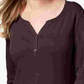 Karen Scott Women's Cotton Henley Topl Brown Large