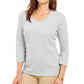Karen Scott Women's Grommet Neck Cotton Top Gray Size Smal