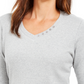 Karen Scott Women's Grommet Neck Cotton Top Gray Size Smal