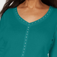 Karen Scott Women's V Neck Studded Top Blue Size X-Small