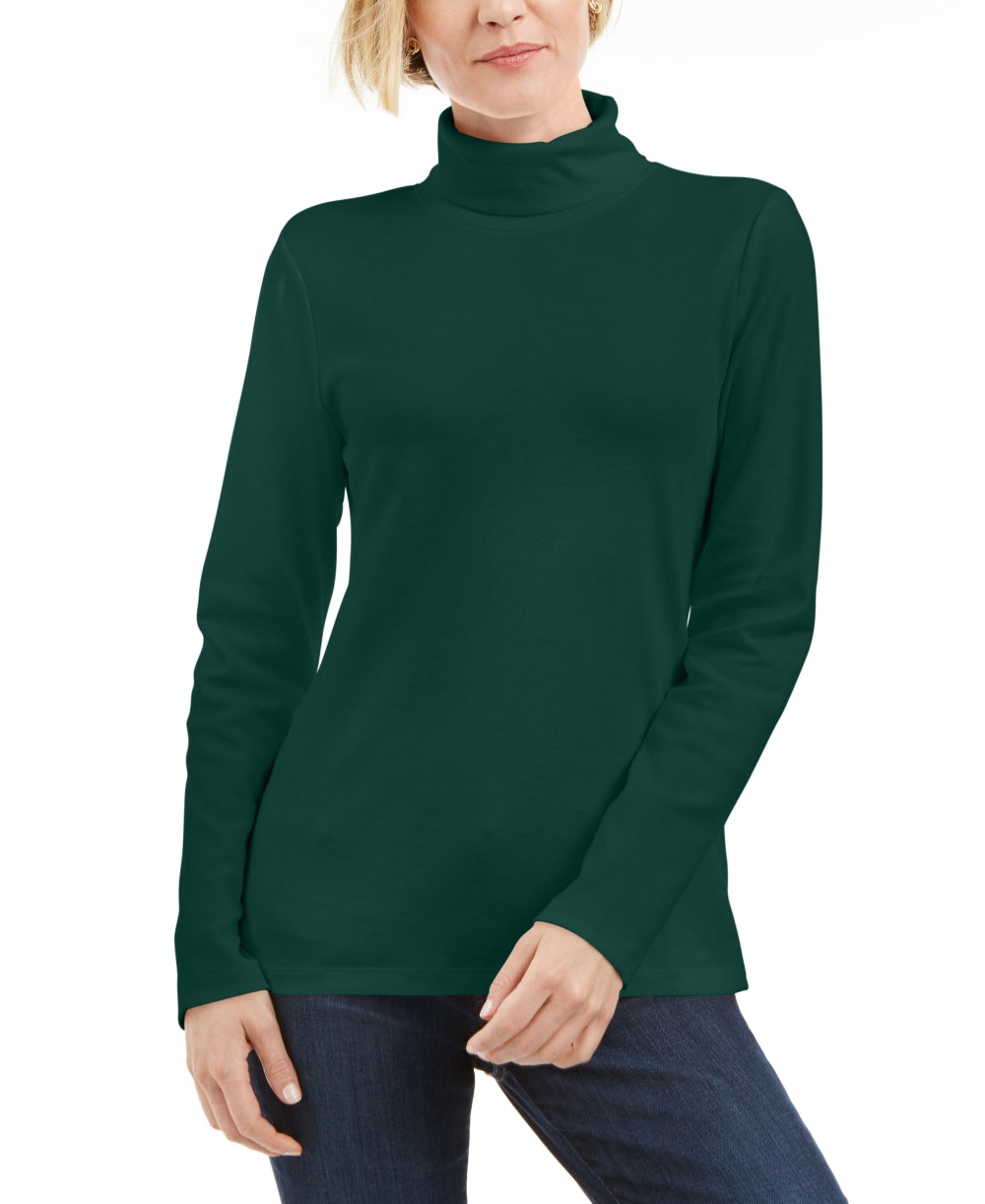 Karen Scott Women's Cotton Turtleneck Green Size XX-Large