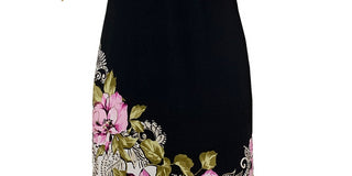 JM Collection Women's Kate Bouquet Floral Print Ruched Sleeve Dress Black Size Small