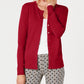 Charter Club Women's Crewneck Cardigan Red Size Petite Medium