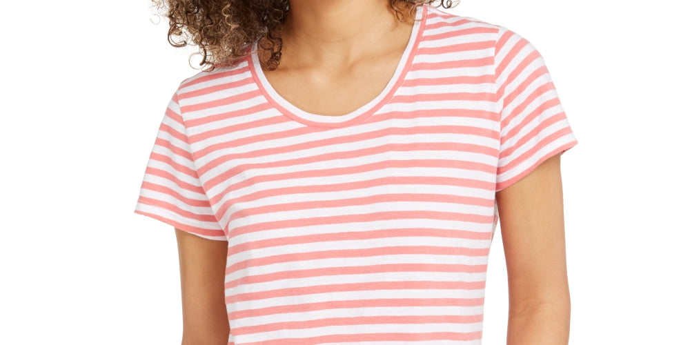 Style & Co Women's Striped Tee Red Size Medium