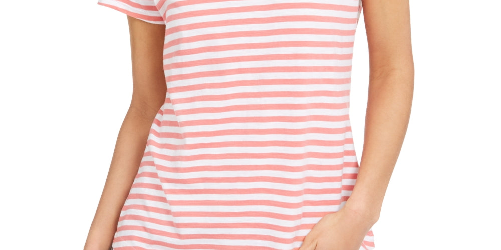 Style & Co Women's Striped Tee Red Size Medium