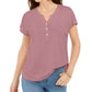 Style & Co Women's Henley Short Sleeve Top Purple Size X-Small