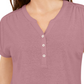 Style & Co Women's Henley Short Sleeve Top Purple Size X-Small