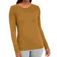 JM Collection Women's Solid Long Sleeve Jewel Neck Top Gold Size Petite Medium