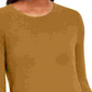 JM Collection Women's Solid Long Sleeve Jewel Neck Top Gold Size Petite Medium