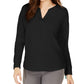 Style & Co Women's Split Neck Top Black Size Small