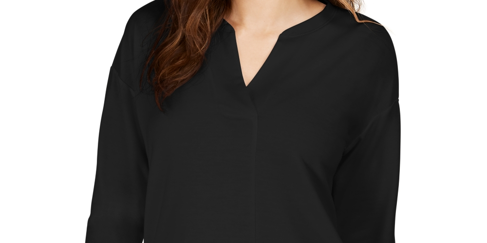 Style & Co Women's Split Neck Top Black Size Small