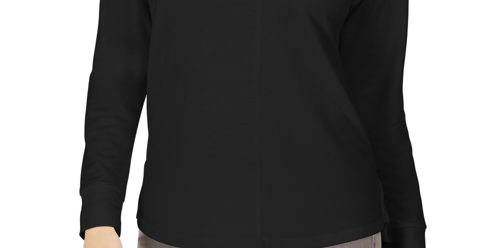 Style & Co Women's Split Neck Top Black Size Small
