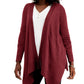 JM Collection Women's Textured Hem Cascade Front Cardigan Red Size Large