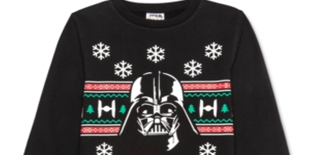 Star Wars Big Boy's Darth Vader Holiday Sweatshirt Black Size Large