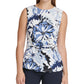 DKNY Women's Floral Print Side Knot Top Blue Size X-Large