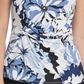 DKNY Women's Floral Print Side Knot Top Blue Size X-Large