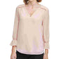 Calvin Klein Women's Ruffled V Neck Top Pink Size Medium